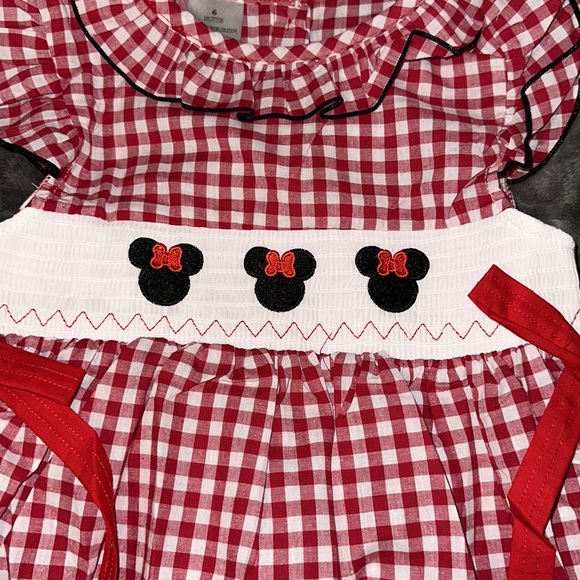 Honey Bean red gingham smocked Disney Minnie dress new - Picture 3 of 3